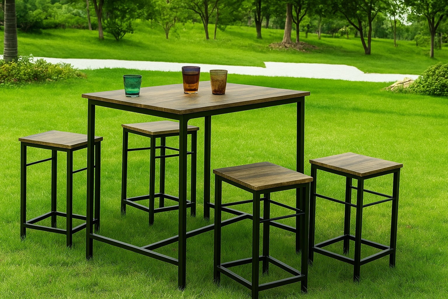 Mesa Estilo Bar con Banquetas